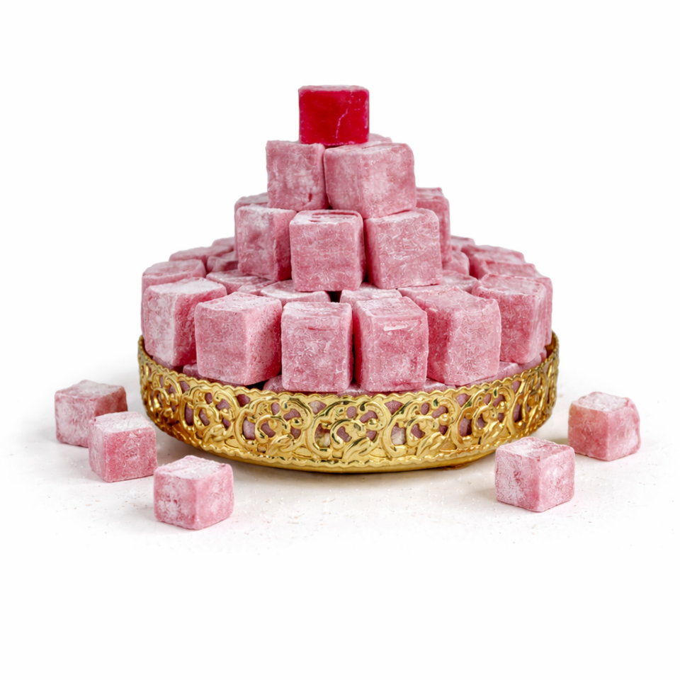 Gül Aromalı Lokum 3Kg – Glikozsuz, Günlük Üretim, Üreticiden Halka